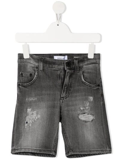 Dondup Teen Distressed-finish Denim Shorts In Grey