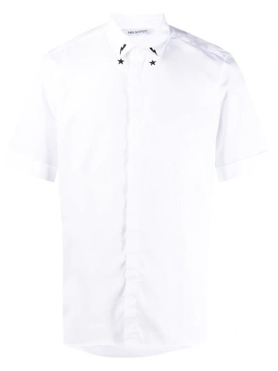 Neil Barrett Lightning Bolt Star Print Shirt In White