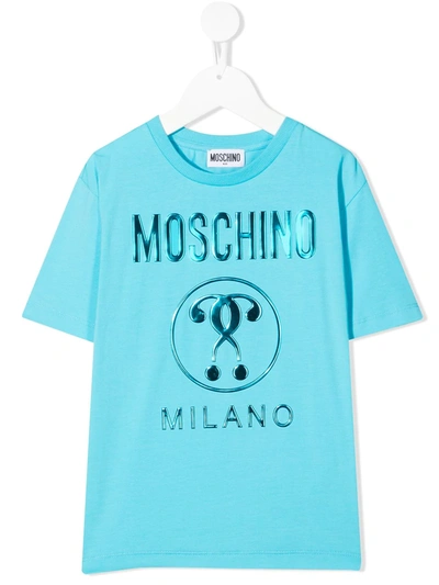 Moschino Kids' Logo-embossed T-shirt In Blue