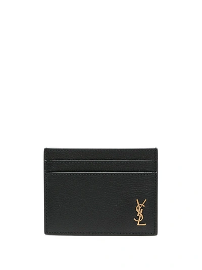 Saint Laurent Tiny Monogram Cardholder In Black