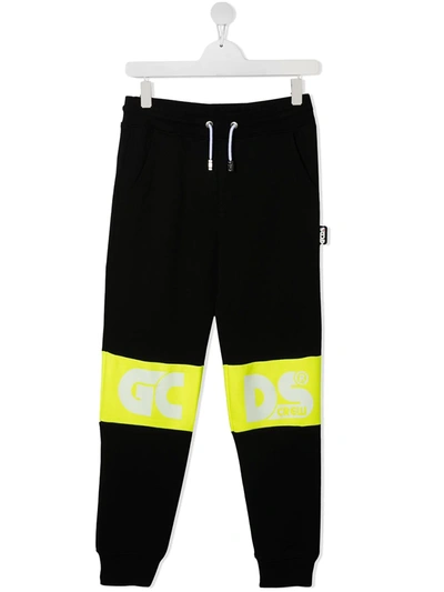 Gcds Teen Logo Stripe Track Trousers In Black