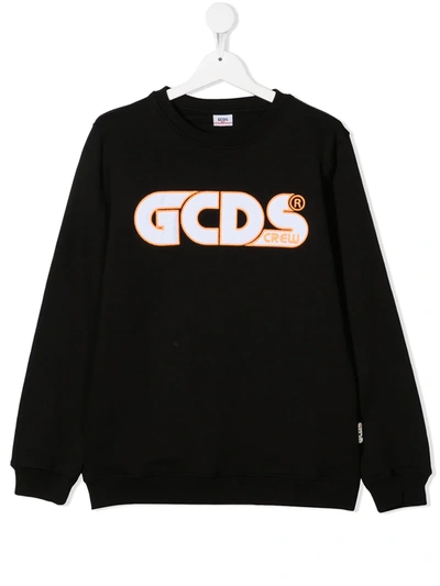 GCDS TEEN LOGO EMBROIDERED COTTON SWEATSHIRT