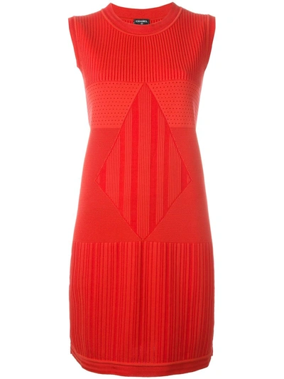 Pre-owned Chanel 2010s Sleeveless Knit Dress In Red