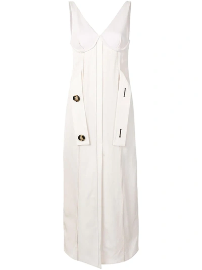 Proenza Schouler V-neck Sleeveless Button-strap Dress In 103 Ecru/white