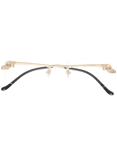Cartier Panthère Rectangle-frame Glasses In Gold