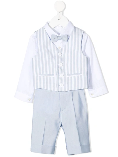 Colorichiari Babies' Striped Three-piece Suit In 蓝色