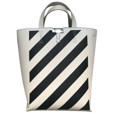 Pre-owned Off-white Binder Leather Tote In White