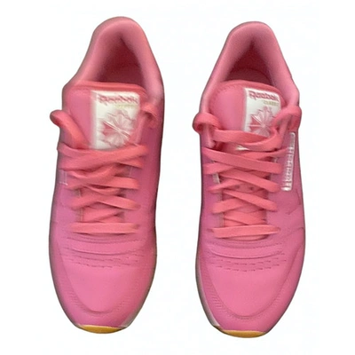 Pre-owned Reebok Leather Trainers In Pink