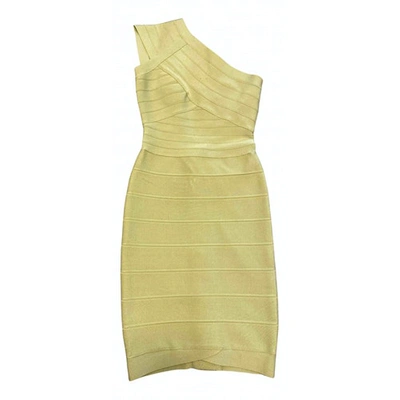 Pre-owned Herve Leger Mini Dress In Green