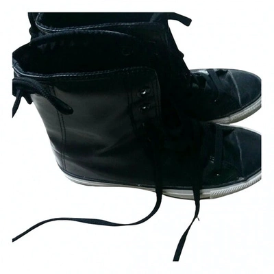 Pre-owned Converse Leather Lace Up Boots In Black