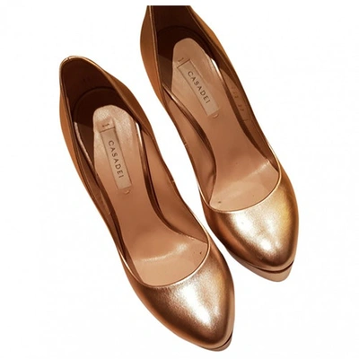 Pre-owned Casadei Gold Leather Heels