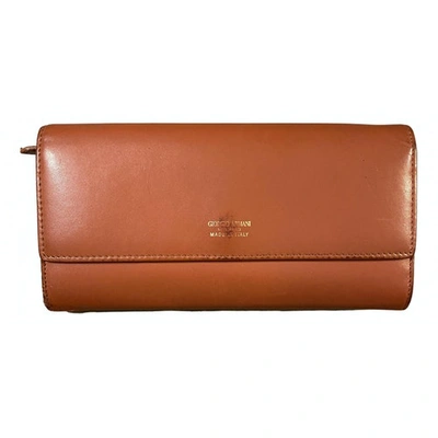 Pre-owned Giorgio Armani Leather Wallet In Orange