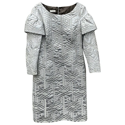 Pre-owned Dries Van Noten Wool Mid-length Dress In Silver