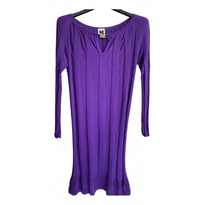 Pre-owned M Missoni Wool Mid-length Dress In Purple