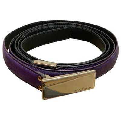 Pre-owned Max & Co Leather Belt In Purple