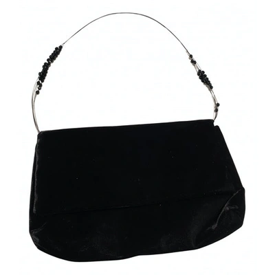 Pre-owned Trussardi Velvet Clutch Bag In Black