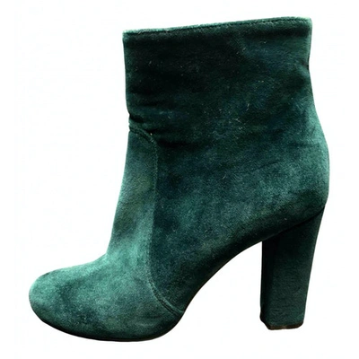 Pre-owned P.a.r.o.s.h Velvet Ankle Boots In Green