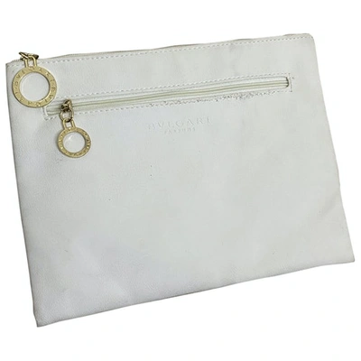Pre-owned Bvlgari Leather Clutch Bag In White