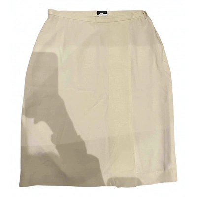 Pre-owned Giorgio Armani Silk Mid-length Skirt In Ecru