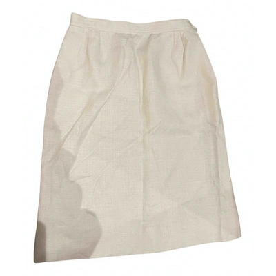 Pre-owned Saint Laurent Linen Mid-length Skirt In White