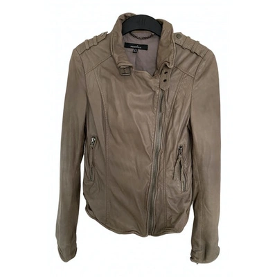 Pre-owned Muubaa Leather Jacket In Grey