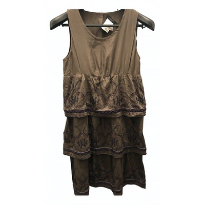 Pre-owned Max Mara Silk Mid-length Dress In Brown