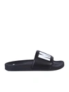 Msgm Teen Contrast Logo-print Slides In Black