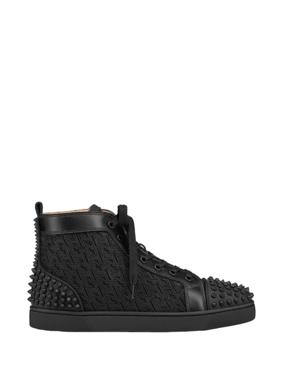 Christian Louboutin Lou Spikes Canvas High-top Trainers In Black