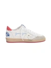 GOLDEN GOOSE BALLSTAR NET UPPER SUEDE TOE LEATHER STAR AND SPUR,GMF00117.F001035 10476 WHITE ICE CHERRY RED