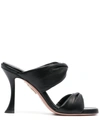 Aquazzura Leather Twist Heeled Sandals 95 In Black