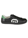 Gucci Interlocking-g Ace Low-top Sneakers In Black/white