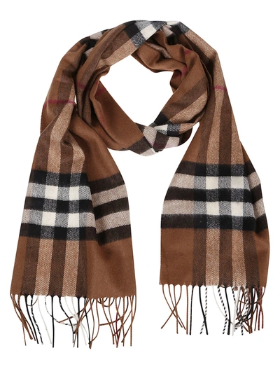 Burberry Checked Cashmere Scarf In Brown