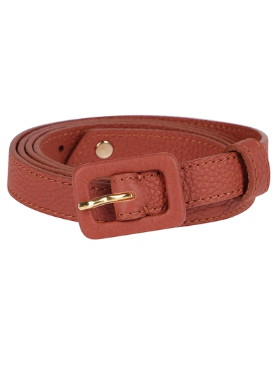 Agnona Coral Leather Belt In Dark Coral