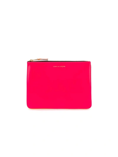 Comme Des Garçons Super Fluo Leather Pouch In Pink/yellow
