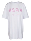 MSGM WHITE COTTON T-SHIRT DRESS,11745851