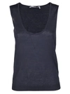 AGNONA BLUE LINEN BLEND TOP,KT010500D180CB86