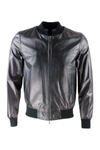 ORCIANI SOFT NAPPA LEATHER JACKET WITH KNITTED COLLEGE COLLAR, ZIP CLOSURE AND KNIT AT THE BOTTOM,CU0130 .101