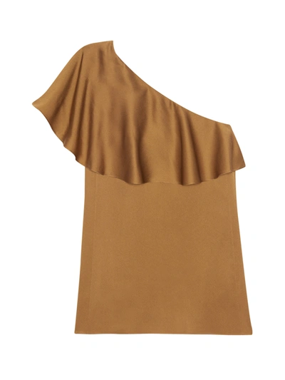 Saint Laurent Dress With Flounce In Ocre