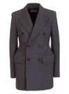 Balenciaga Hourglass Double-breasted Prince Of Wales Checked Wool Coat In Grigio