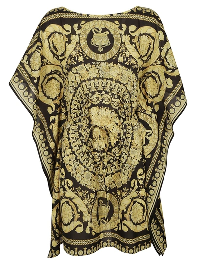 Versace All-over Printed Robe In Black