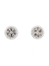 Tory Burch Miller Crystal-embellished Rounded Stud Earrings In Argento