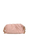 Bottega Veneta The Chain Pouch Leather Clutch In Almond