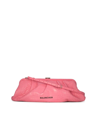 Balenciaga Cloud Xl鳄鱼纹皮革手拿包 In Pink & Purple