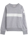 MONCLER GREY JERSEY SWEATSHIRT WITH LOGO,11744628