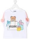 MOSCHINO JERSEY T-SHIRT WITH BOWS AND TEDDY BEAR PRINT,11744515