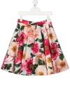 DOLCE & GABBANA PLEATED SKIRT WITH CAMELLIA PRINT,11744476