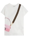 FENDI COTTON T-SHIRT WITH HANDBAG PRINT,11744361