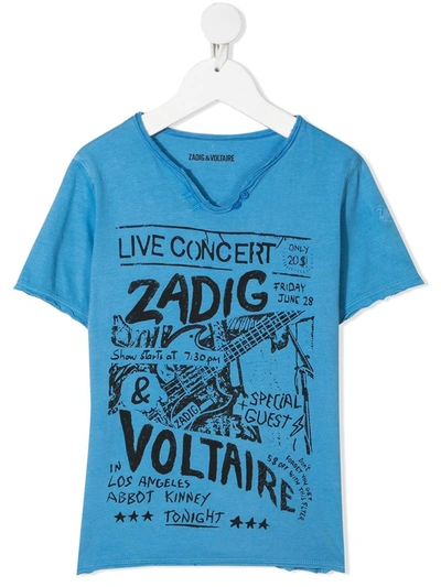 Zadig & Voltaire Teen Logo-print Cotton T-shirt In Blue