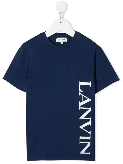 Lanvin Enfant Teen Logo-print Cotton T-shirt In Blue