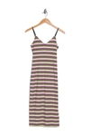 Afrm Fauna Ribbed Midi Dress In Multi Stripe